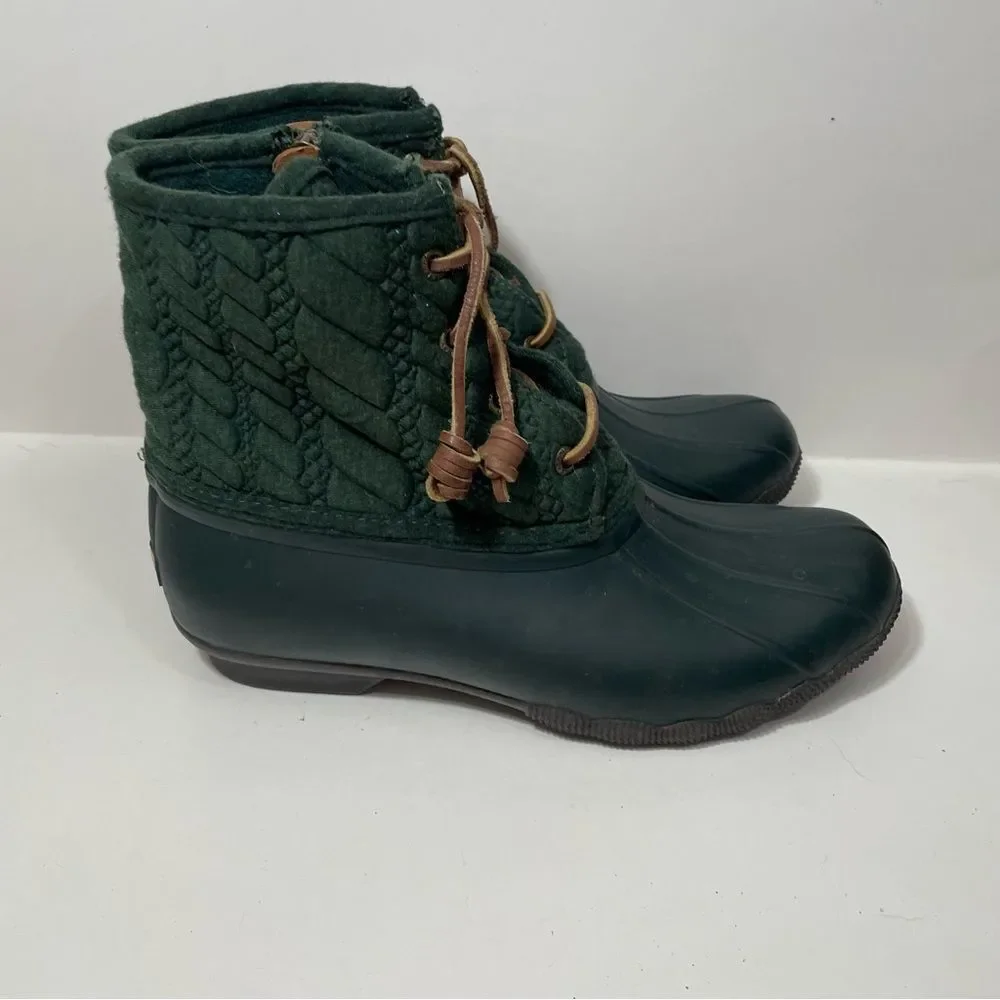 Sperry Forest Green Textured Ankle Duck Rain Boots